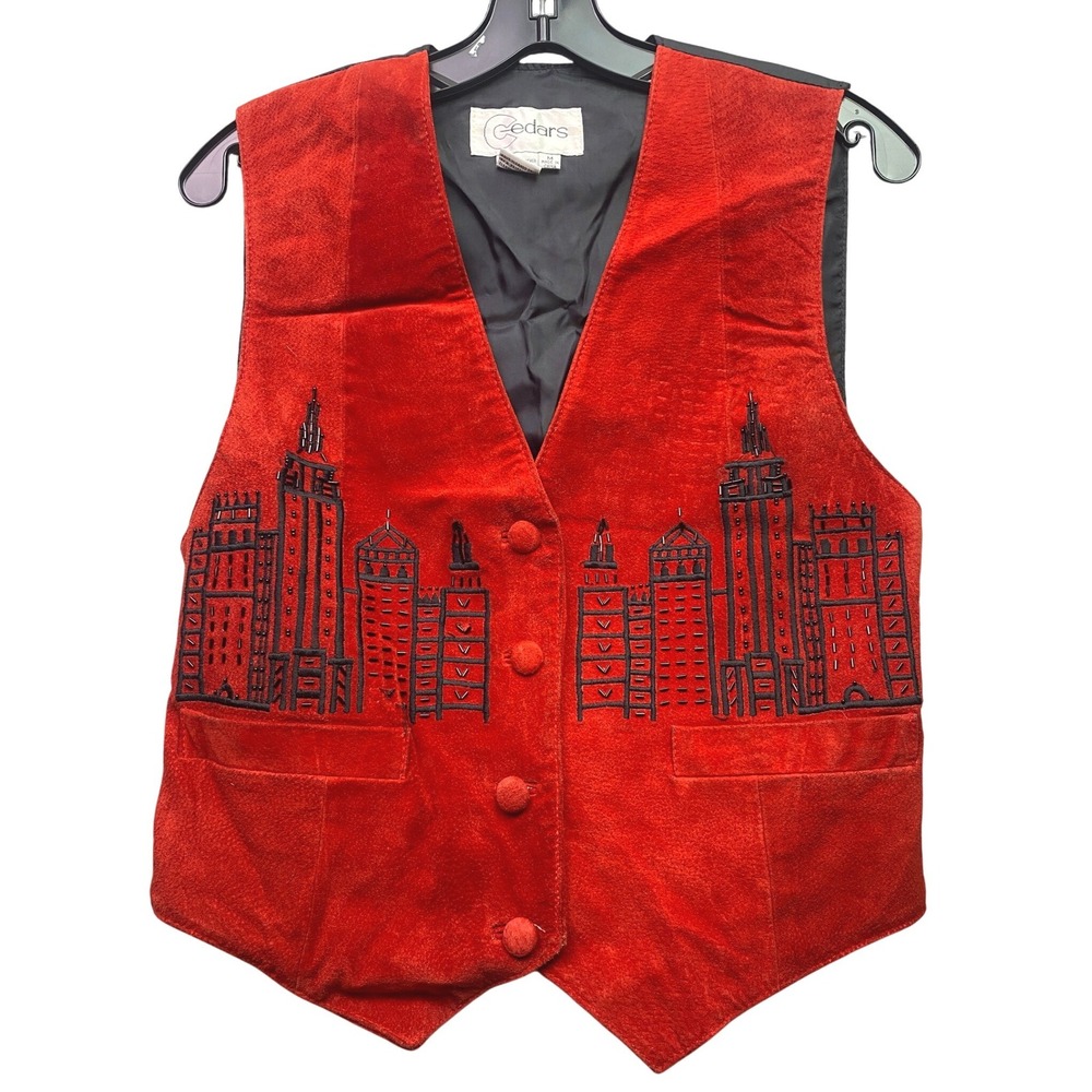 Vintage Cedars Vest Womens‎ Medium Suede Embroidered Beaded Festival Mature